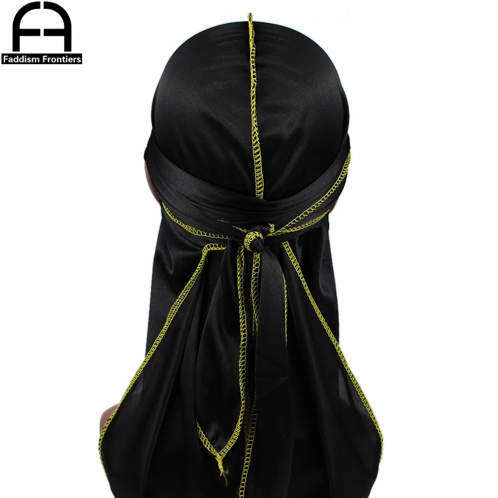 Цветные шелковые банданы Durag для мужчин и женщин шитые в стиле унисекс с длинным