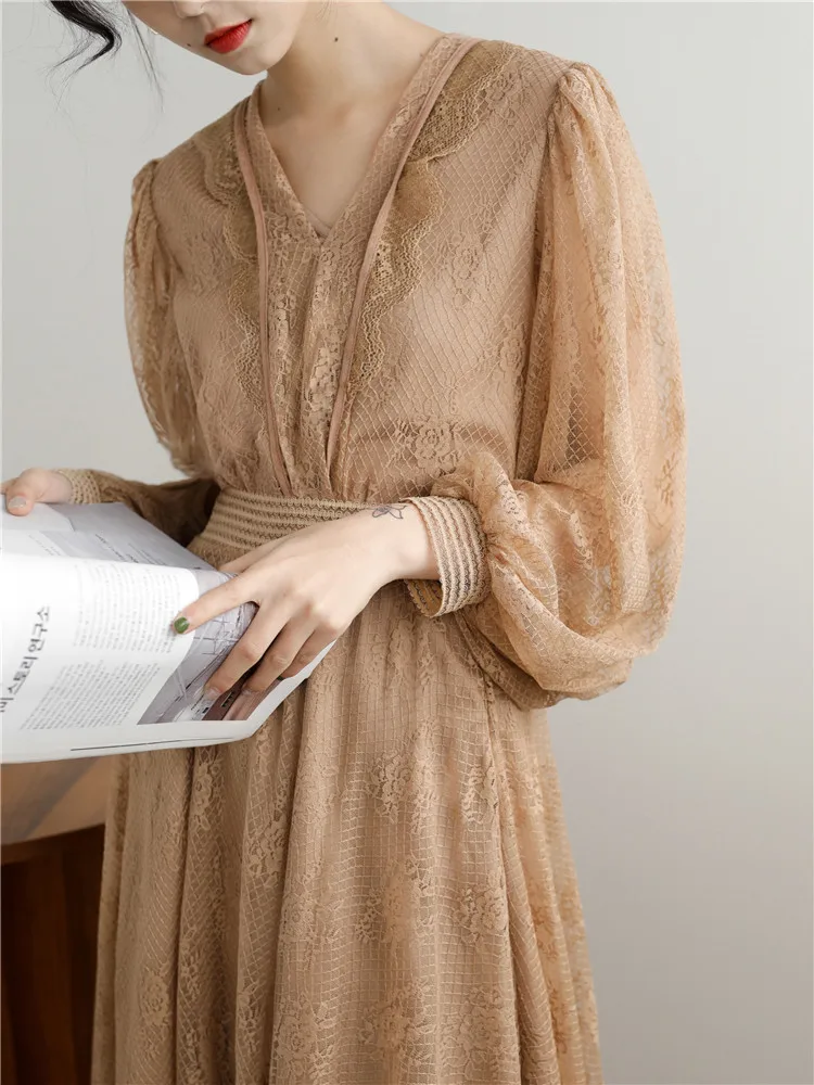 Женский подиумный комплект из 2 предметов кружевная блузка цвета хаки с длинным