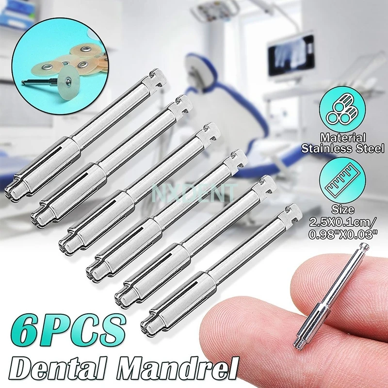 6pcs Dental Mandrel Stainless Steel Dental Lab Disc Fit RA Shank For Polishing Disk Rotary Tool Shank Set For Polisher Machine
