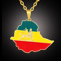 wangaiyao africa ethiopia drip map necklace hip hop golden lion necklace
