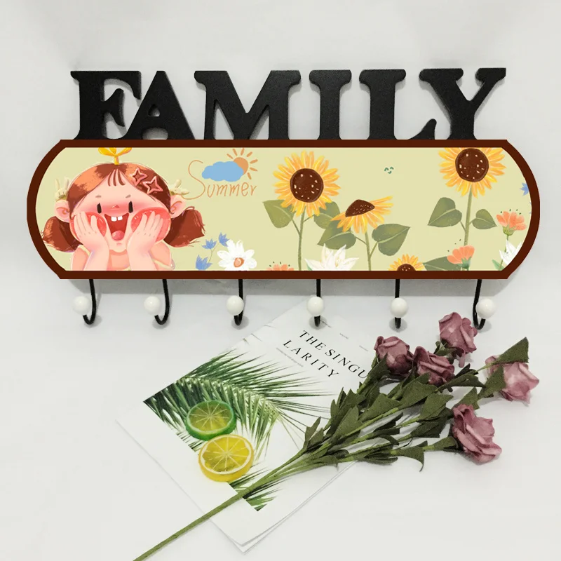 

American decorative porch hanger wall hanging lobby hanger row hook creative wall clock home decoration hook