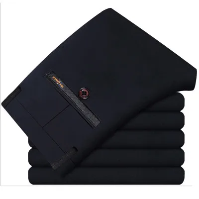 Большие размеры 48, 50, 52, 6XL, 7XL, 8XL, 9XL, 10XL, мужские брюки, строгие прямые брюки, осенние брюки, деловые темно-синие брюки - Цвет: BLKAC
