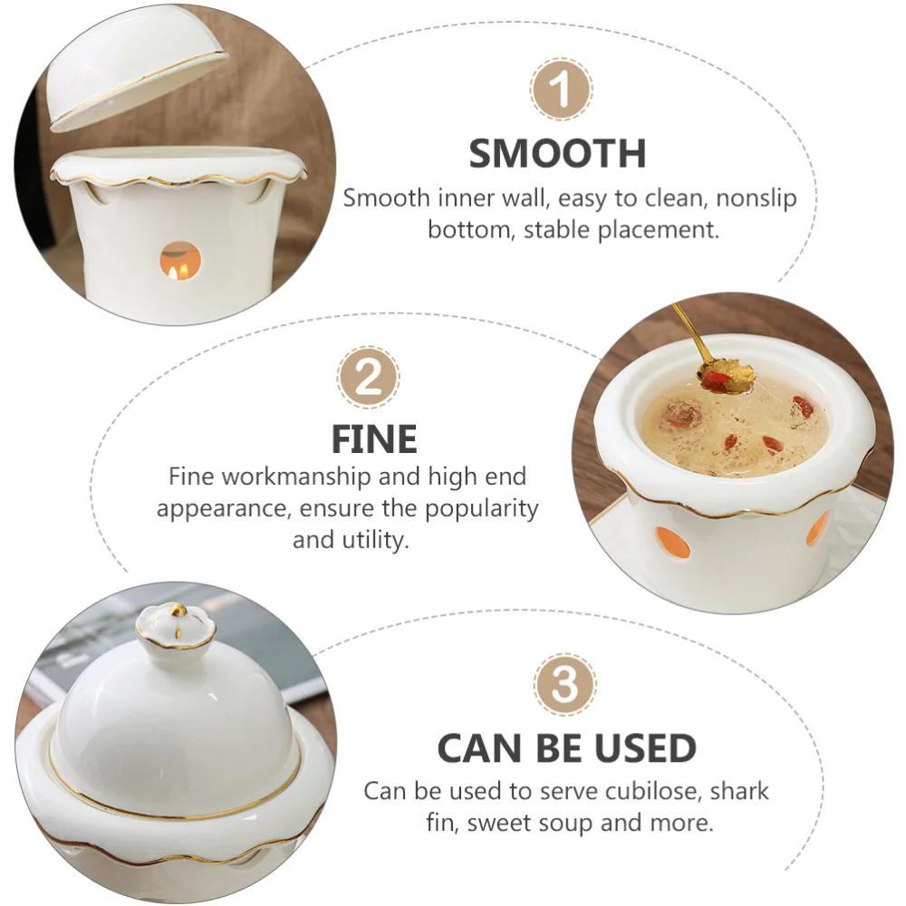 

1 Set Practical Ceramic Sweetmeat Cup Cubilose Shark Fin Heating Bowl 200ml