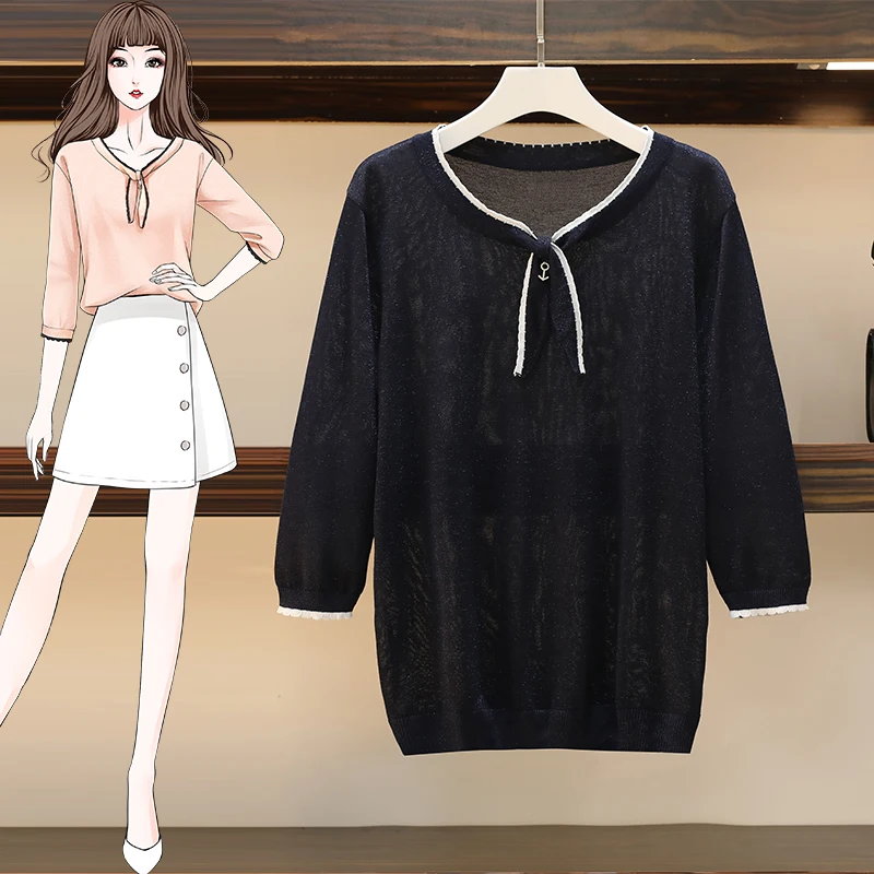 Базовый теплый свитер с люрексом весна-осень женские пуловеры воротником-бантом