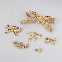10pcs gold color bowknot charms pendants for diy jewelry making components brooch hairclip handmade crafts necklace wholesale