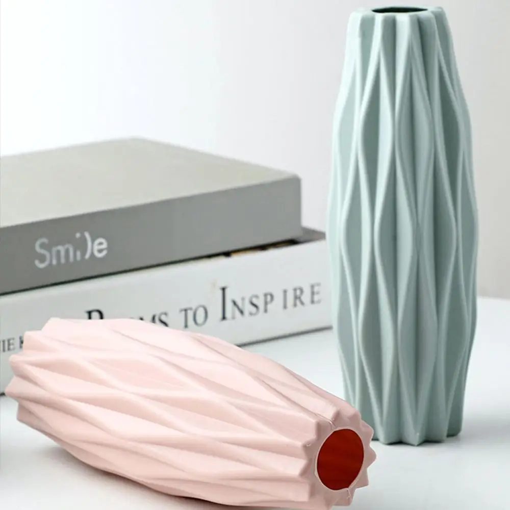 Домашняя пластиковая Цветочная Геометрическая ваза украшение сплошной цвет