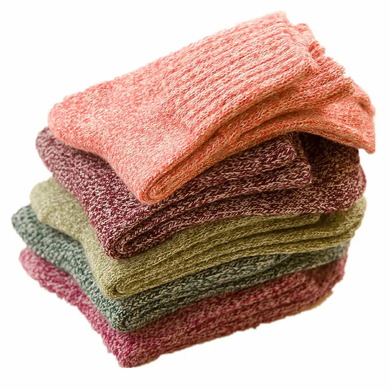 Женские шерстяные носки одноцветные высокое качество повседневные ребристый