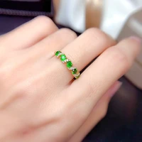 green crystal 925 solid silver simple geometric round single stackable finger rings for women engagement wedding jewelry gift