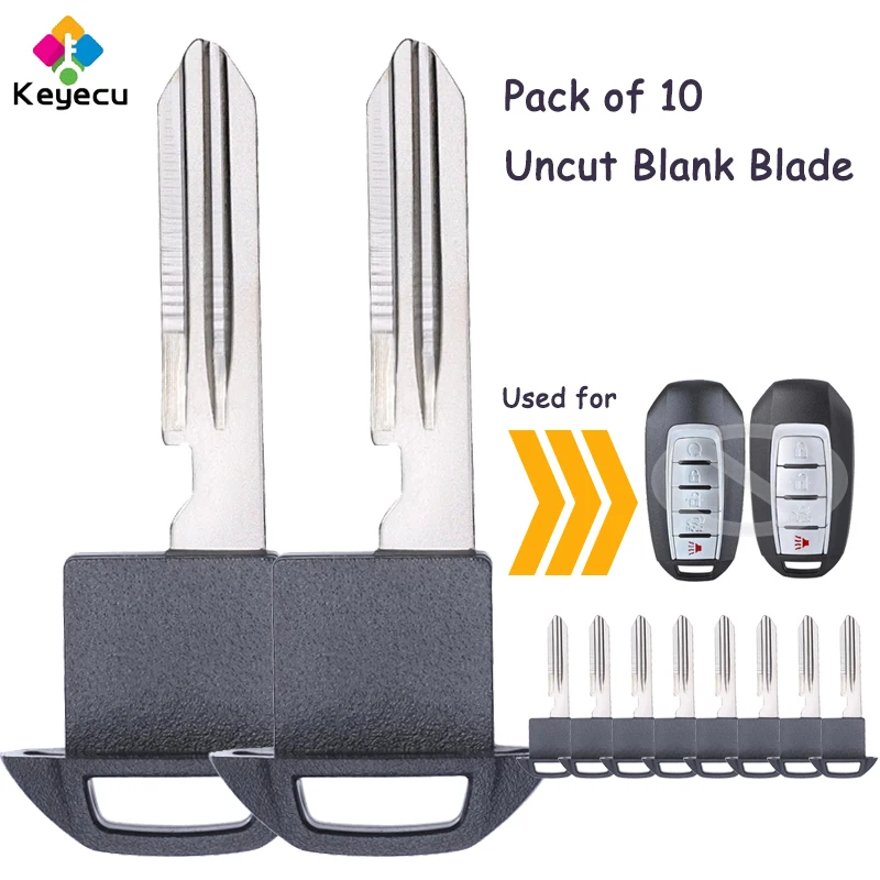 

KEYECU 10 Pieces Smart Remote Insert Emergency Car Blank Key Blade for Infiniti QX60 QX50 Q50 Q60 2019 2020 Fob FCC ID: KR5TXN7