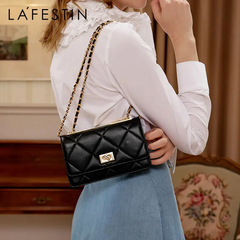 LA FESTIN 2020 Новый Дикий маленький аромат стиль сумка через плечо черная кожаная