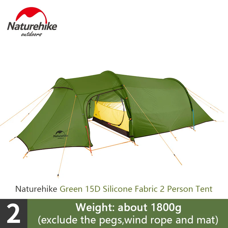 2 person-green Naturehike сверхлегкий 2-3 человек палатка Открытый Кемпинг Альпинизм одна спальня съемный туннель 4 сезона палатка - Цвет: 2 person-green