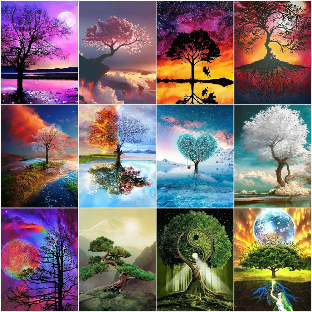 

AZQSD 5D алмазная живопись, Новое поступление, вышивка деревом, Алмазная мозаика, пейзаж, наборы для вышивки крестиком, ручная работа