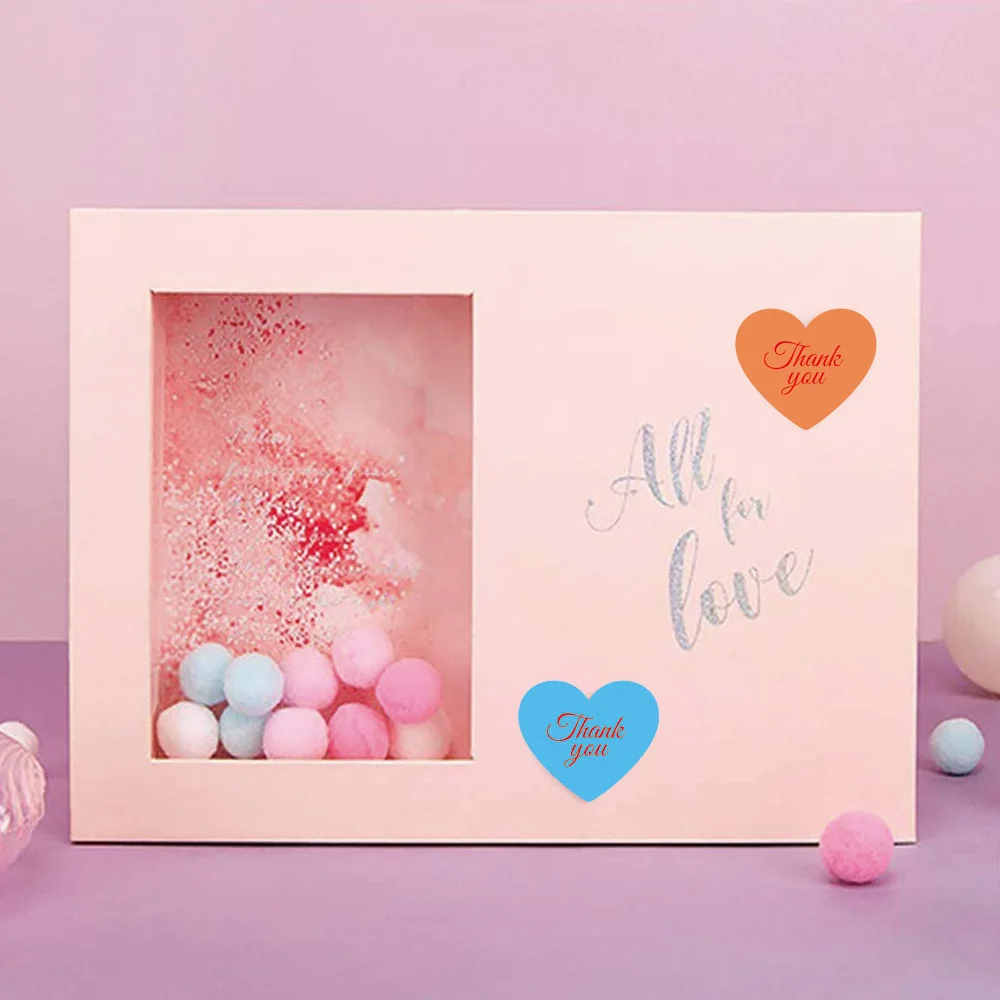 500pcs Heart Thank You Stickers Decorative Sealing For Gifts Wedding birthday Party Packaging Small Business Scrapbook |