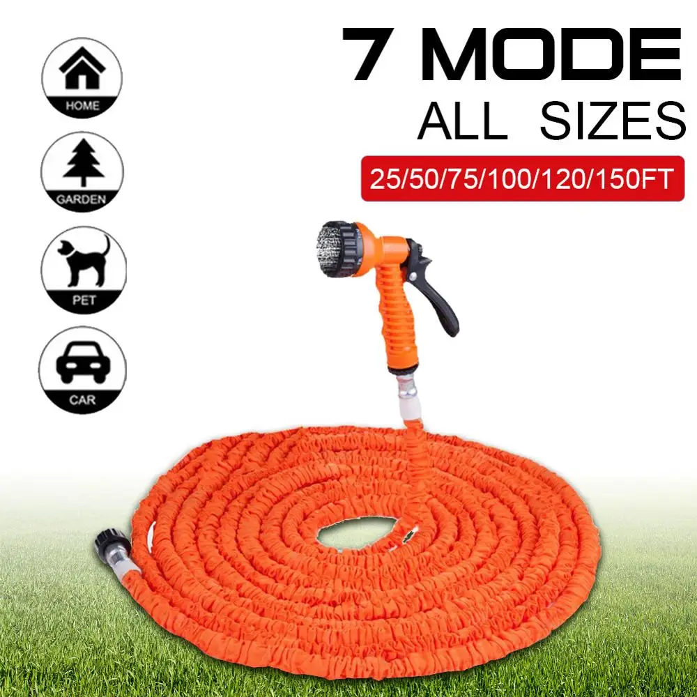 

25ft/50ft/75ft/100ft/125ft/150ft Garden Hose Pipe Expandable Flexible Car Washing Water Hose with 7 Function Nozzle