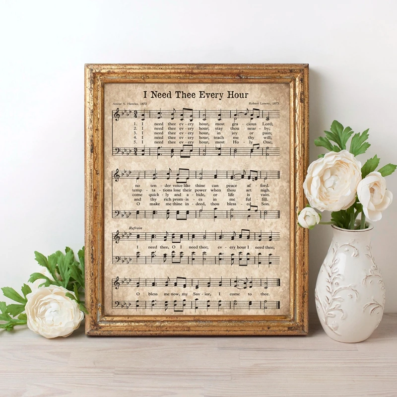 Винтажный постер на холсте с изображением музыки и надписью I Need You каждую час