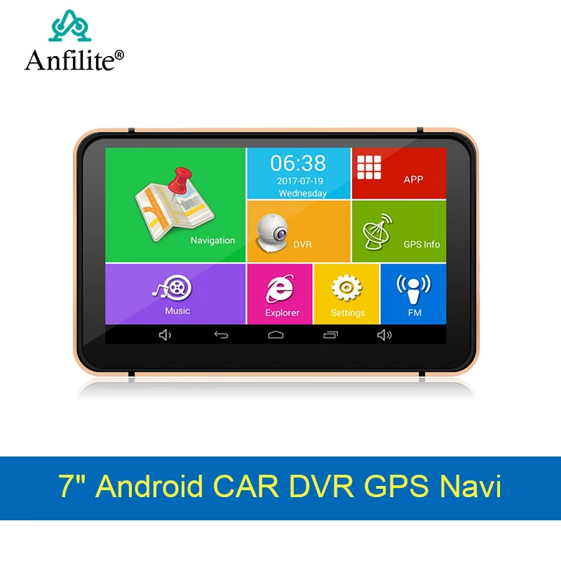 Anfilite Автомобильный GPS навигатор Android четырехъядерный 7 дюймовый видеорегистратор