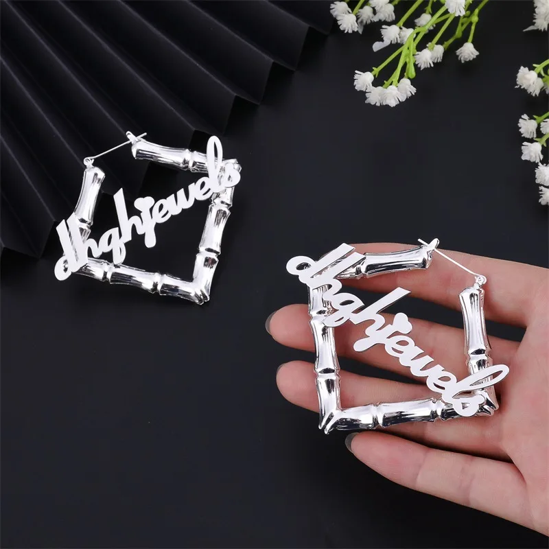 Gosun Popular Hip-Hop Customize Jewelry Square Earrings Punk Large Earring Stainless Steel Earring Anti-Allergy Women Earrings