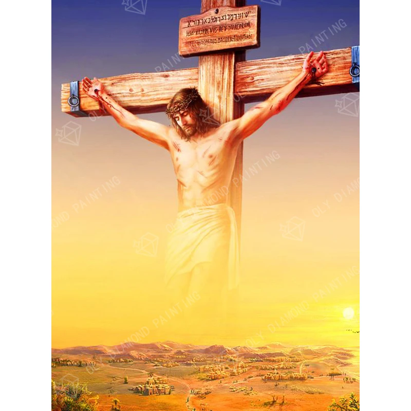 

New 5D Diy Diamond Painting Religious Jesus Cross 3D Diamond Painting Round Rhinestones Diamant Painting Embroidery Home Decor