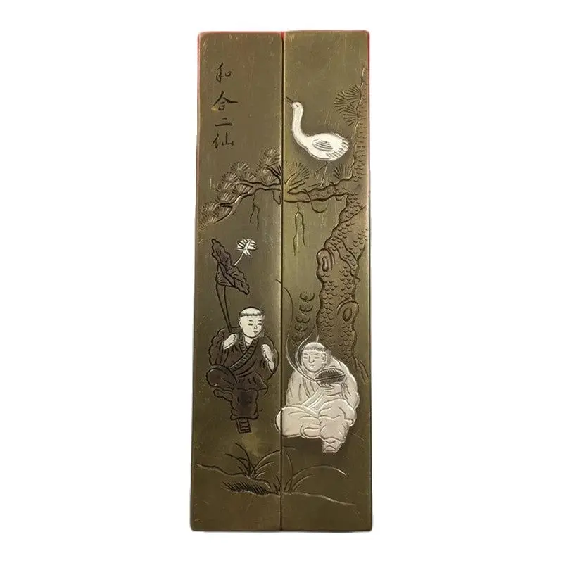 

Chinese old Beijing brass carving Hehe Erxian Paperweight