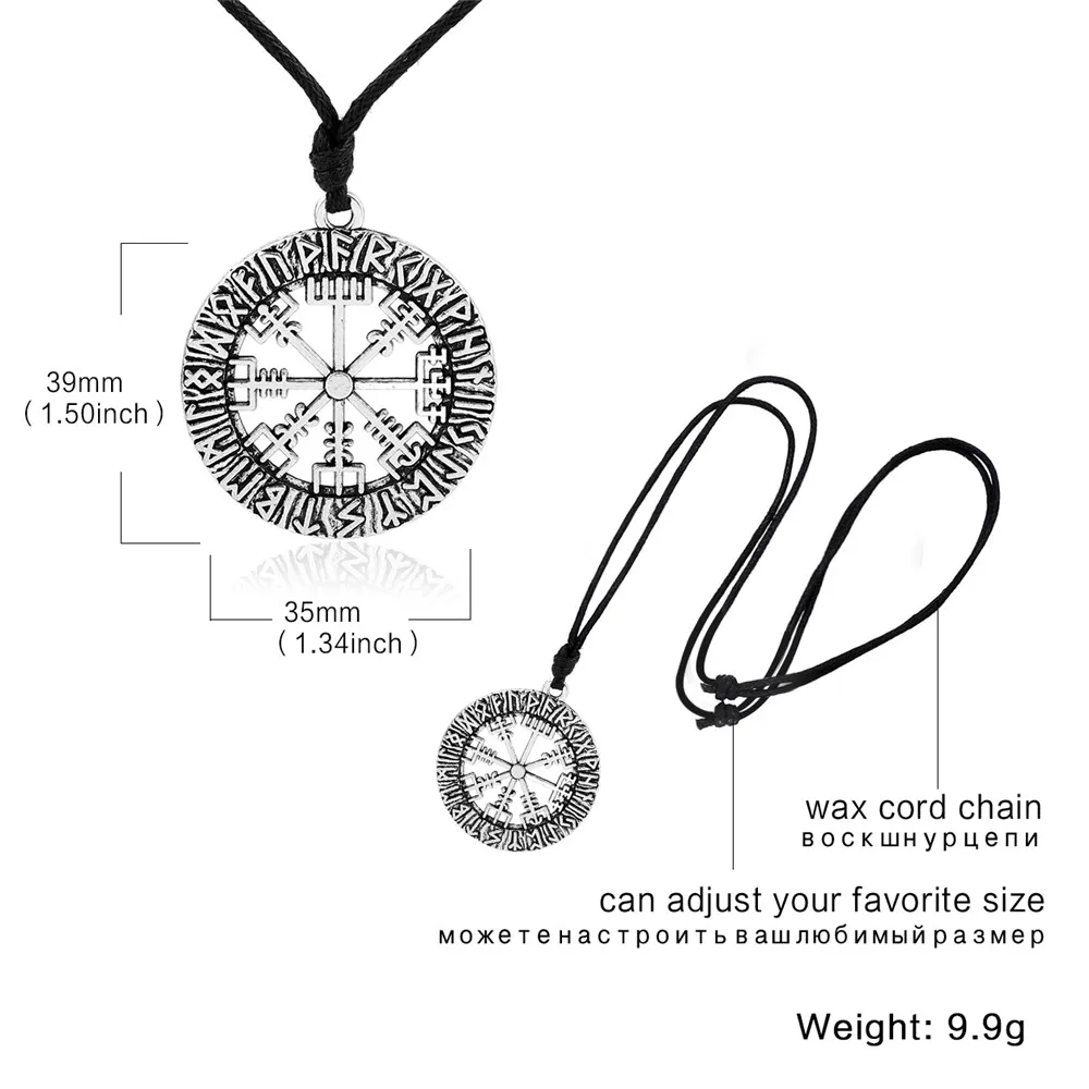 Ожерелье с подвеской LIKGREAT Runes Compass Viking Vegvisir старинное винтажное открытое круглое