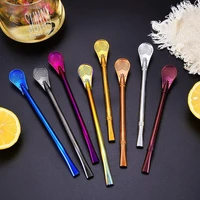 stainless steel colorful drinking straw filter gourd bombilla spoons kitchen washable practical tea tools party bar accessories