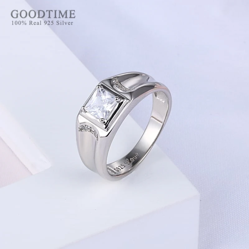 Мужское кольцо из серебра 100% пробы с фианитом | Украшения и аксессуары