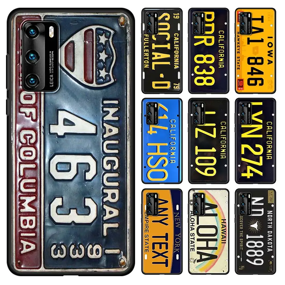 

License Plate Number New York Smartphone Case For Huawei P30 P40 P20 Pro P10 Lite P Smart Z 2021 2020 2019 Black Cover Soft Capa