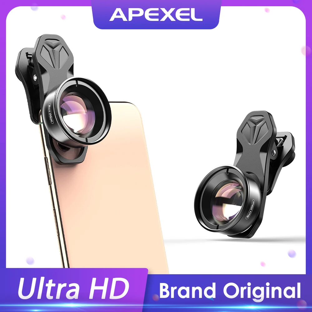 Lente de tel&eacute;fono de c&aacute;mara APEXEL lente macro de 100mm 4 K HD super macro lentes + CPL + filtro de estrella para iPhonex xs max Samsung s9 todo smartphone-0