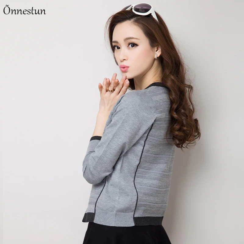 Sweater Women Autumn Long Sleeve Cardigan Patchwork Korean Style Short Design Outerwear Knitwear Solid Cardigans |