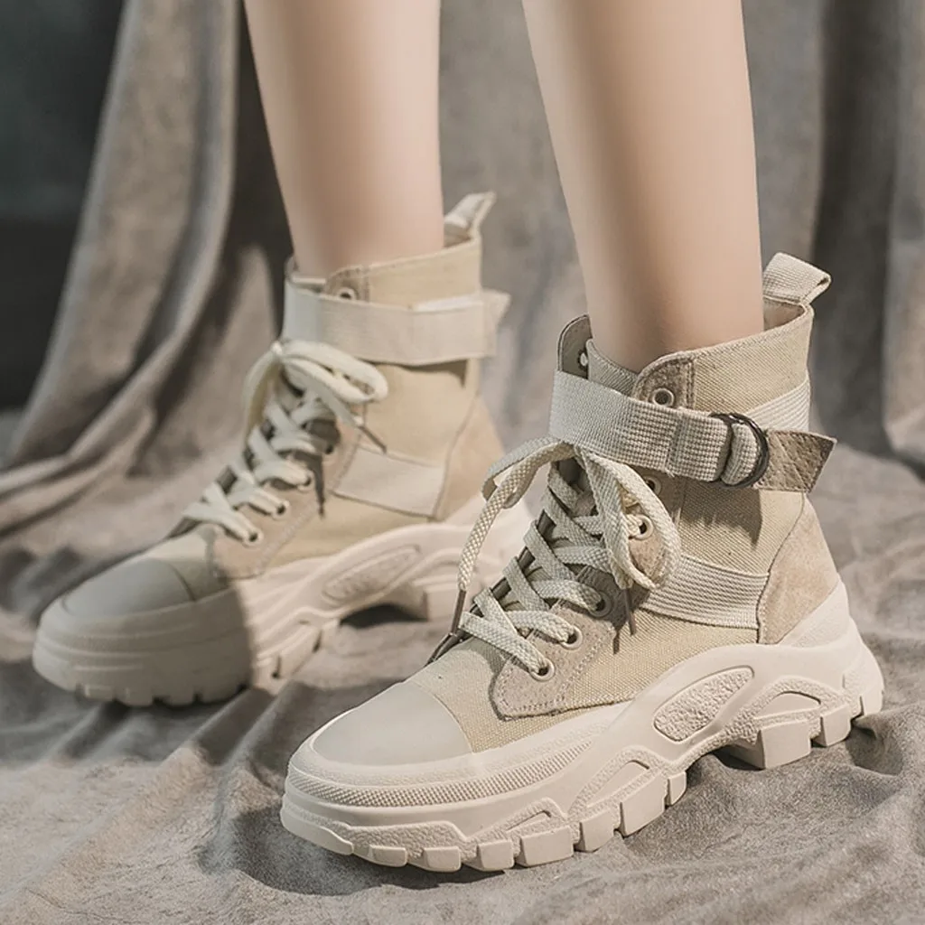 Женские мотоциклетные ботинки на ремешках Полуботинки низком каблуке в стиле