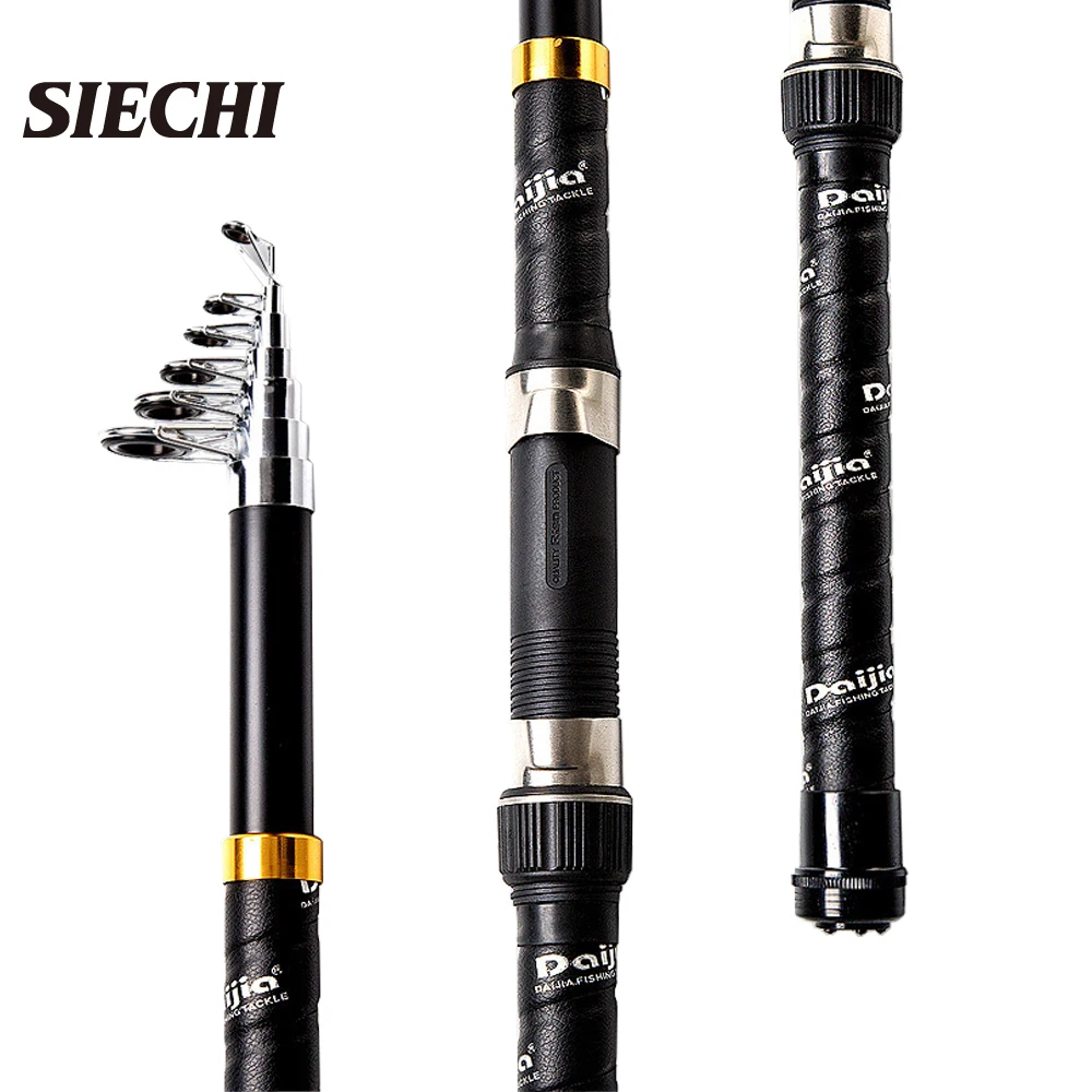

SIECHI2020 NEW Carbon Fiber Telescopic Carp Pesca Sea Fishing Rod pole Portable Spinning Travel Ultralight 2.1M 2.4M 2.7M