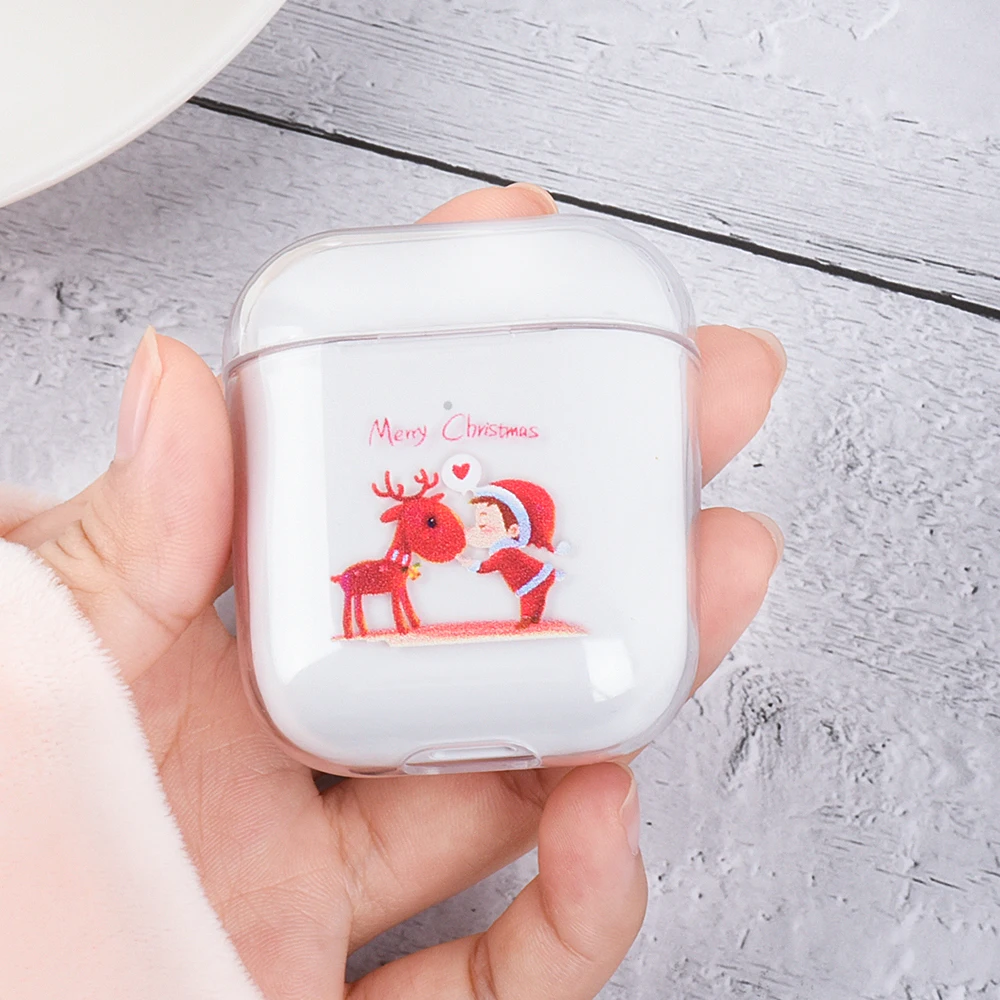 Чехол для наушников с надписью &quotMerry Christmas&quot Apple Airpods 1 2 рисунком Санта Клауса