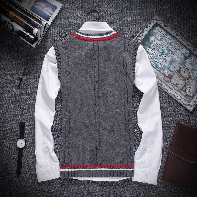 Zogaa осень зима мужские свитера куртка теплые пуловеры без рукавов с круглым