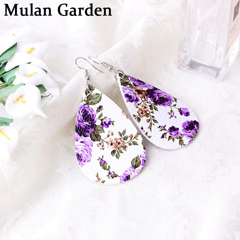 

M&G New Trendy Flower Water Drop Earrings Elegant Fashion PU Leather Earrings Simple Fashion Women Accessories Jewelry Gift 2019