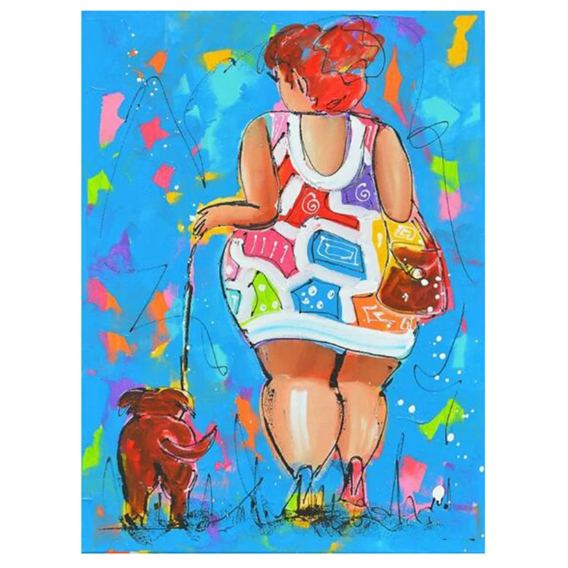 Полноразмерная картина из страз 5D сделай сам с изображением дамы и ее собаки