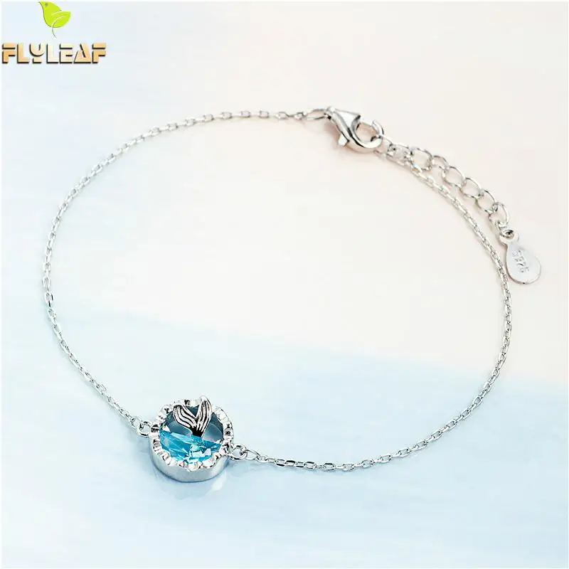 Женский браслет из серебра 925 пробы с синим кристаллом | Украшения и аксессуары