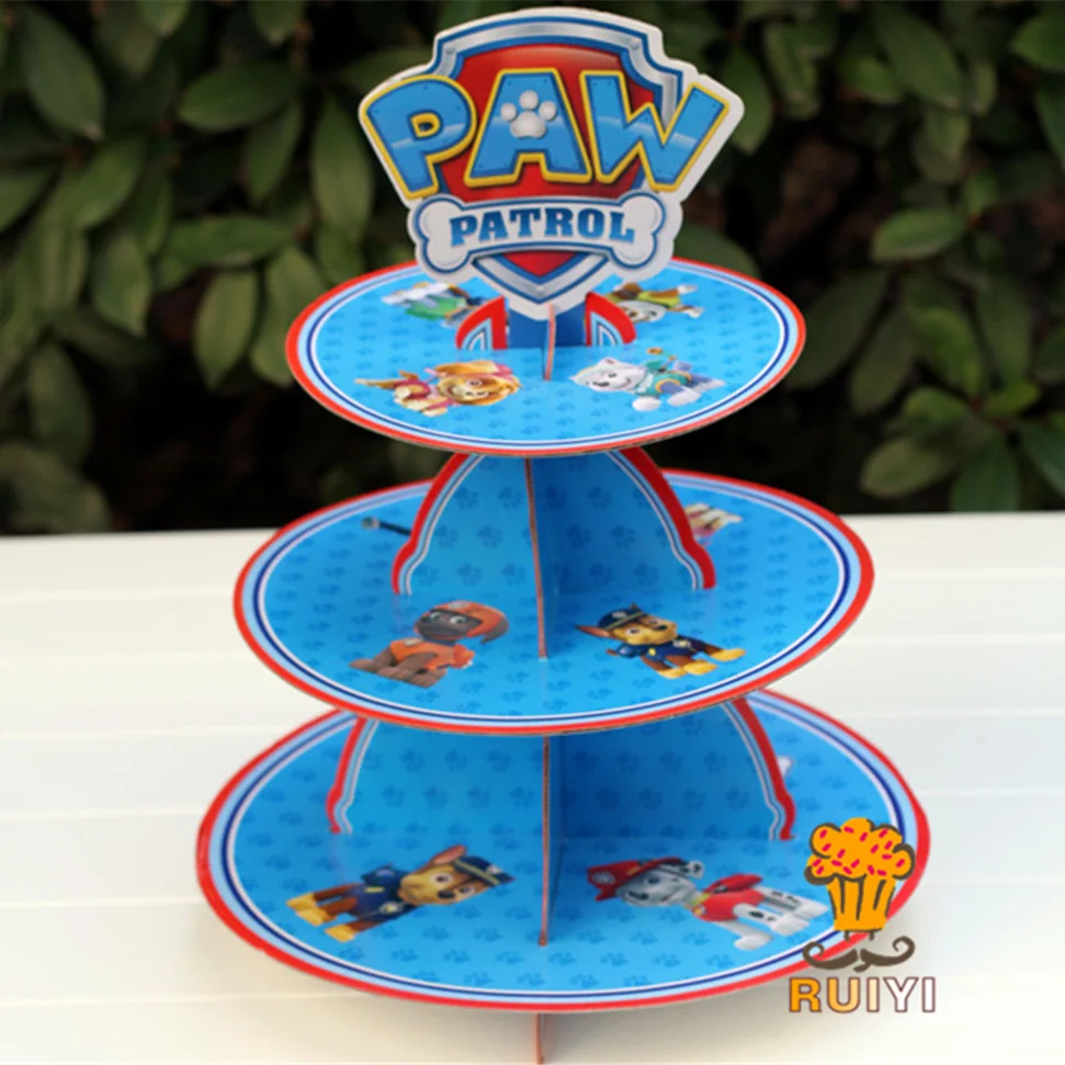 

Children Birthday Party Supplies/party/paw Patrol PAW/three-tier Cake Stand/dessert Tray Cartoon Figures Chase Skye Ryder Things