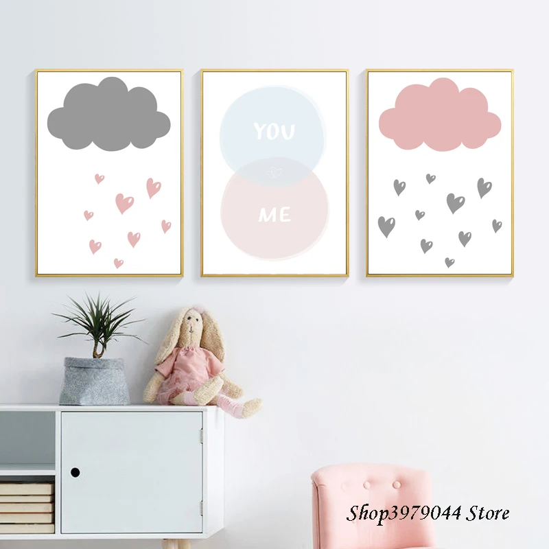 Детские декорации в скандинавском стиле розовые постеры и печатные Decorativos