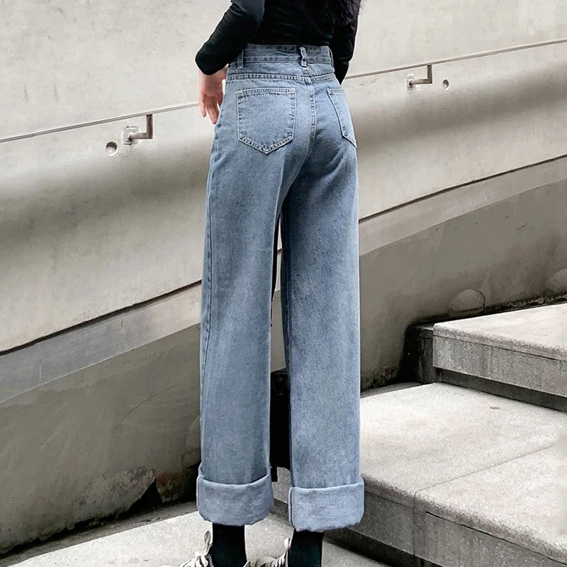 2021 Summer Boyfriend Jeans For Women Thin With Hole High Waist Wide Leg Pants Denim Baggy Casual Long Female | Женская одежда