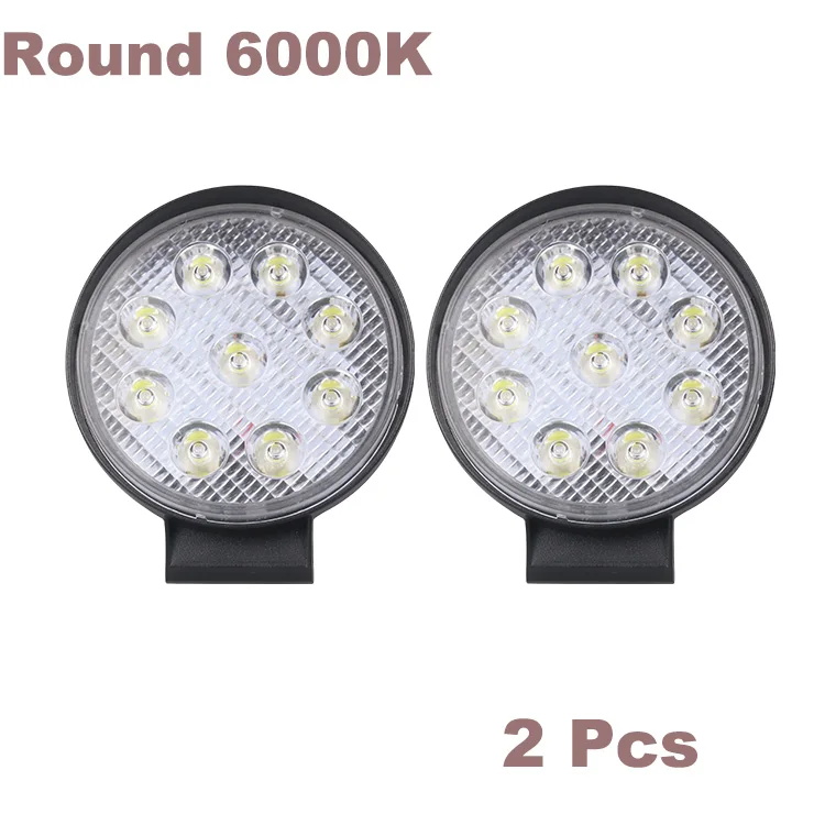 2pcs round 27W Nlpearl 4 дюйма 27 Вт светодиодный противотуманные фары для автомобилей круглый 12-24 в 6000 К яркий луч Комплект для освещения автомобиля для внедорожника внедорожник фары на прицеп светодиодный ATV - Цвет: 2pcs round 27W