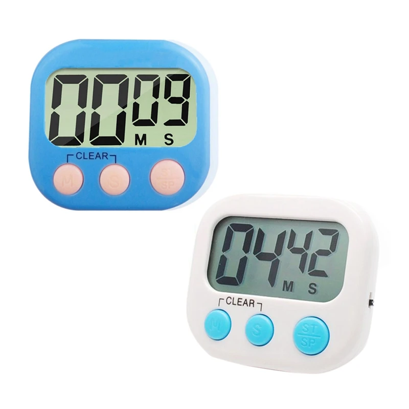 

2Pcs Large LCD Digital Kitchen Egg Cooking Timer Count Down Clock Alarm Stopwatch - Blue & White