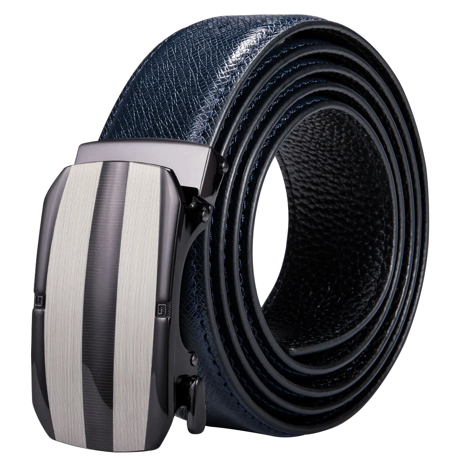 

Genuine Leather Male Strap Mens High Quality Cowskin Belt Famous Brand Metal Automatic Buckle Blue Leather Belt DiBanGu