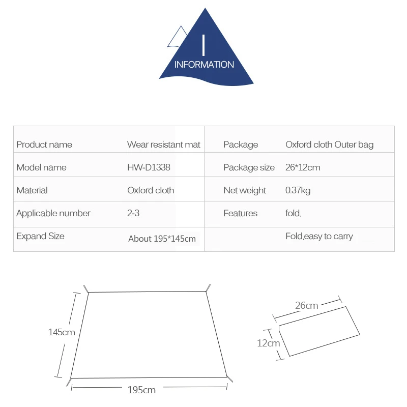 Водонепроницаемая палатка Hewolf из ткани Оксфорд коврик для защиты пола пикника