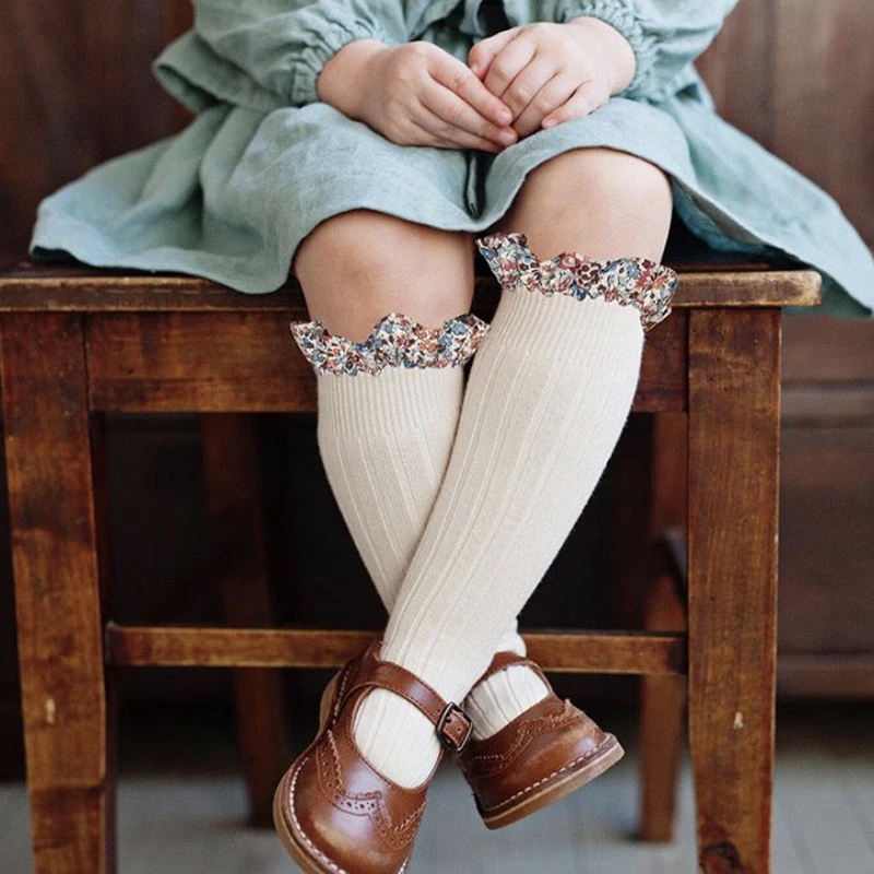 

Candy Color Girls Socks With Lace Cotton Breathable Soft Children Sock Girls Knee Hight Sock Spanish Infant Baby Long Socks