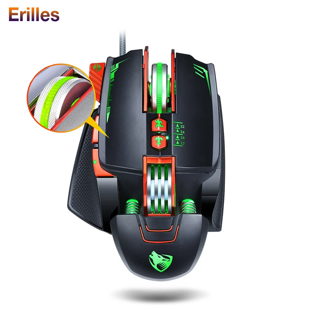 Профессиональная оптическая игровая мышь 2500DPI проводная для ноутбука