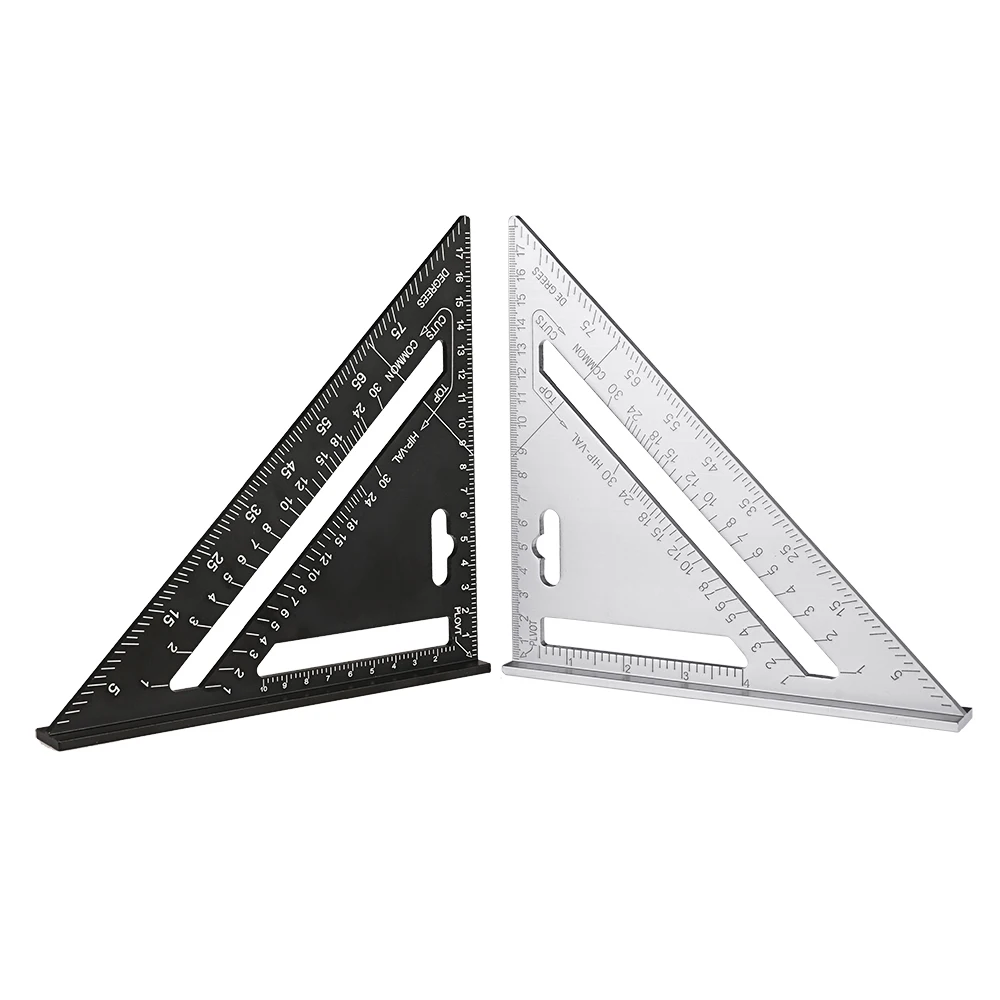 

7Inch Angle Ruler Metric Aluminum Alloy Triangular Measuring Ruler Woodwork Speed Square Triangle Angle Protractor Measuring