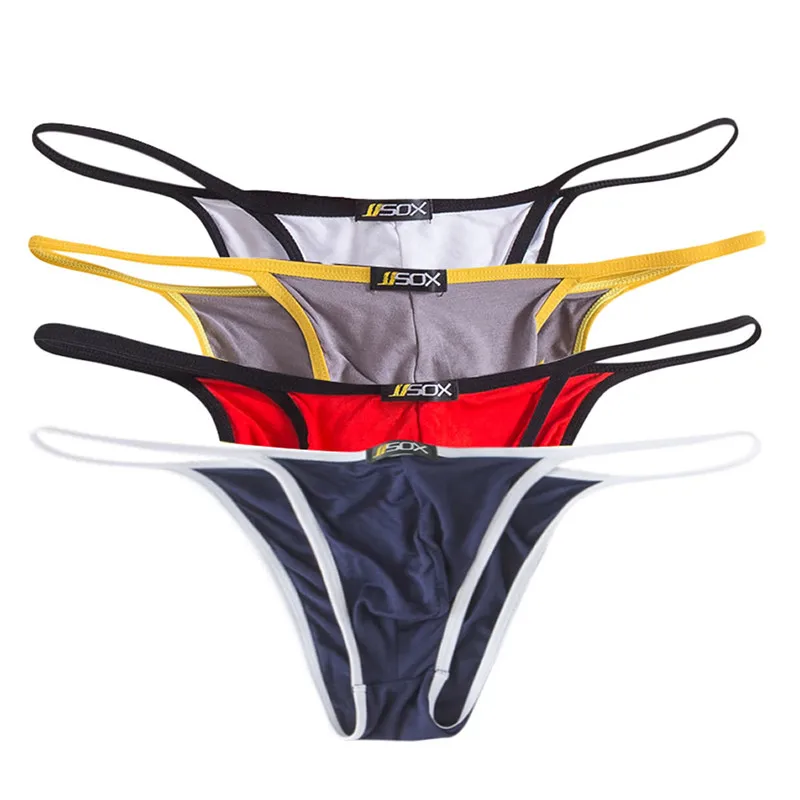 4 шт./лот сексуальные мужские плавки с низкой посадкой Модельное нижнее белье
