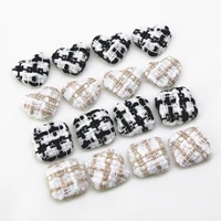 100pcs cow pattern cloth fabric covered square flat back button home garden crafts cabochon dress accessories hair bow center