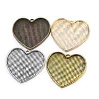 2pcslot cabochon base diy jewelry making fit 40mm heart shape glass setting 4 colors for pendant necklace accessories