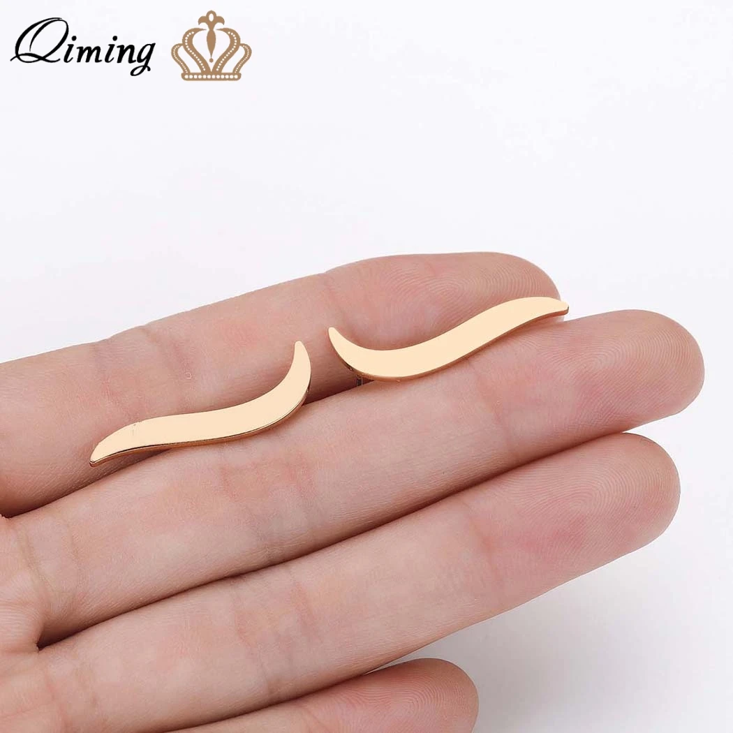 От магазина QIMING простое серьги гвоздики для женщин с геометрическим рисунком Бар